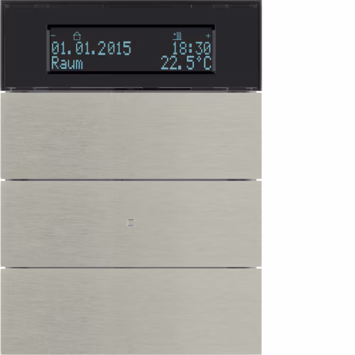 75663593 B.IQ 3'lü termo­stat,KNX- B.IQ, paslan­maz,çelik metal fırçalı