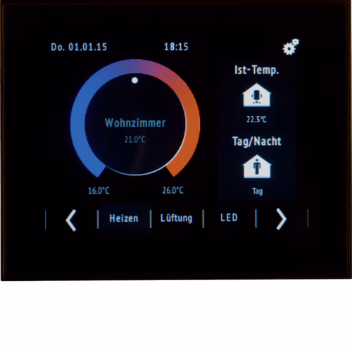 75740101 KNX Touch cntrl TFT ekran, Integro bus bağl. KNX, parlak siyah