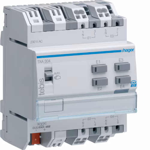TXA304 İkili giriş 4'lü, 230V~, modüler, KNX.